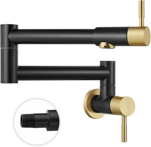 Heyalan Pot Filler - Llenador de ollas de 19 pulgadas para montaje en pared, plegable, extensible, grifo de cocina/restaurante de acero inoxidable,