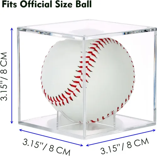 Miniatura 4 de Paquete de 2 vitrinas de béisbol con protección UV con diseño apilable, caja de acrílico transparente para bolas de autógrafos