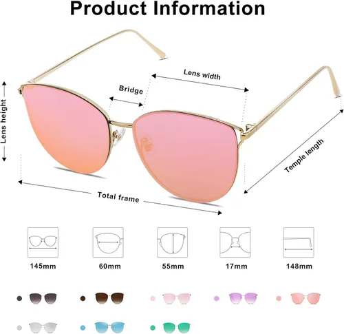 Miniatura 4 de SOJOS SJ1085 - Lentes de sol planos con espejo para mujer