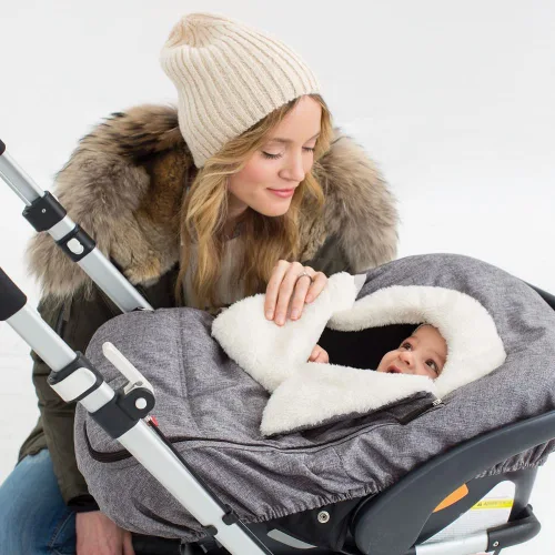 Miniatura 4 de Saco con abrigo y capucha Skip Hop & Go, cubierta para asiento de auto, accesorio de ajuste universal, gris oscuro, para bebé y niño pequeño Gris