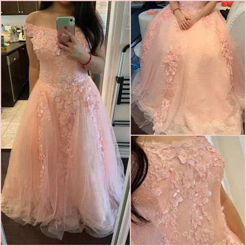 Miniatura 7 de Dydsz Vestidos de quinceañera florales con hombros descubiertos para mujer, vestido de fiesta de graduación Sweet 15 16