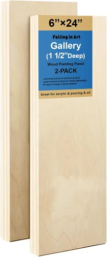 Miniatura 9 de Falling in Art Paquete de 2 paneles de lienzo de madera sin terminar, kit de paneles de madera de abedul de galería de 10 x 20 pulgadas, tablas
