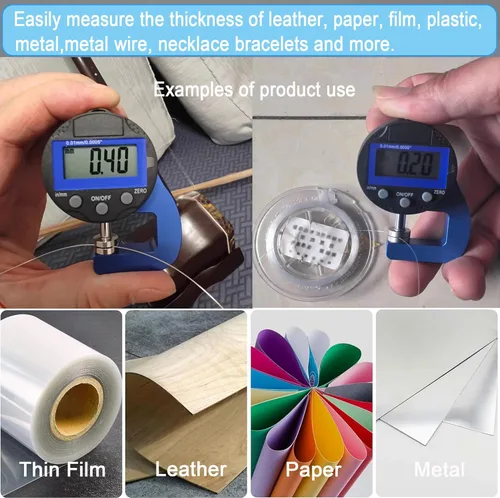 Miniatura 2 de Rango de medición de calibre de 0-10 mm0.0005 ''/0.000 in con pantalla LCD, medidor de grosor digital de conversión de unidades para cuero, papel