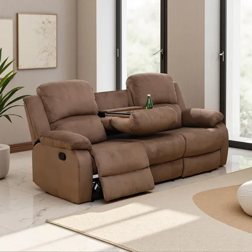 Miniatura 25 de Juego de sala de Estar reclinable de 3 piezas, juego de sofá reclinable Manual para conjunto de muebles de sala de Estar, con consola de Gris oscuro