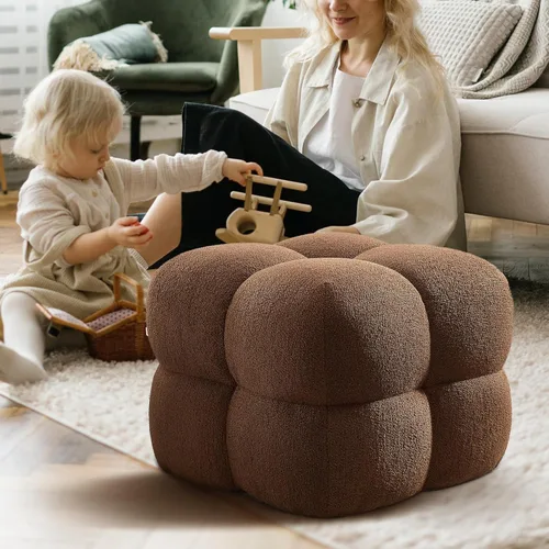 Miniatura 15 de Zesthouse Puf cuadrado otomano, moderna silla de tocador sin respaldo para dormitorio, taburete de lino beige, reposapiés tapizado para sofá, mesa