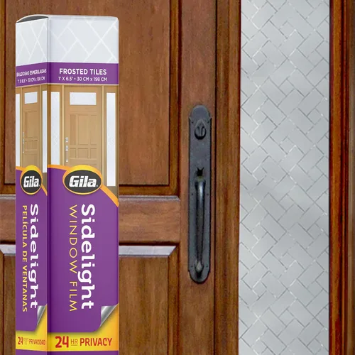 Gila® Decoración de privacidad, azulejos esmerilados, luces laterales, entrada residencial, película para ventana, bricolaje, adherencia estática,