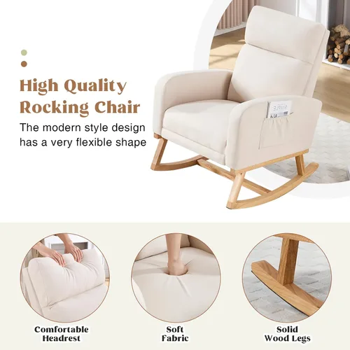 Miniatura 6 de HCHAIRH Mecedora para cuarto de bebé, sillas mecedoras de lactancia con reposapiés para mamá, silla mecedora con reposapiés y respaldo alto