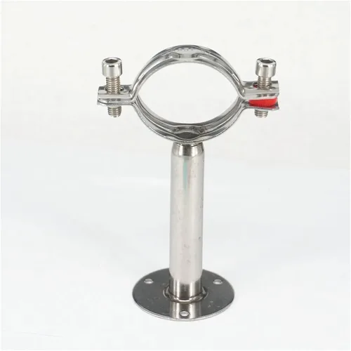 Miniatura 2 de 1pc Fit Tube O/D 45mm Pole Length 100mm 304 Stainless Steel Pipe Clamp Clip Support Bracket with Base Plate