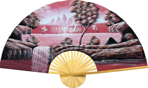 Miniatura 9 de Abanico de pared plegable gigante chino pintado a mano, arte decorativo decorativo de pared, pintura acrílica original hecha a mano sobre un marco