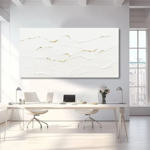Miniatura 5 de WINKAILIN Pintura blanca, ilustraciones decorativas simples de 29 x 58 pulgadas, arte abstracto de pared para sala de estar, decoración moderna