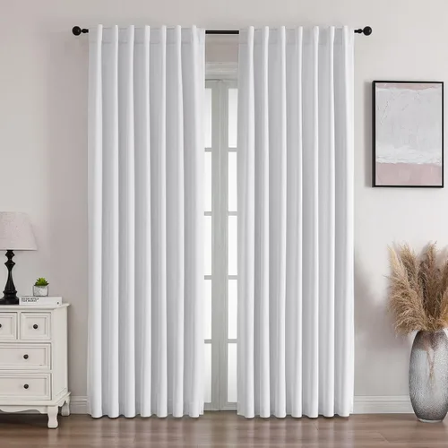 Miniatura 11 de Flyfun Cortinas opacas de 63 pulgadas de largo, juego de 2 paneles, cortinas con aislamiento térmico para sala de estar/dormitorio, bolsillo