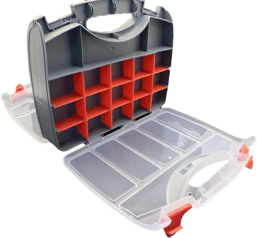 Miniatura 2 de Estuche organizador de almacenamiento de doble cara de lujo con 36 compartimentos, se utiliza como caja de aparejos, caja de herramientas