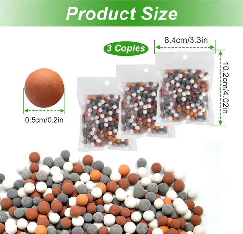 Miniatura 2 de Paquete de 3 cuentas de repuesto para filtro de ducha de cuatro colores, bola de piedra mineral, reemplazo de piedras de repuesto para cabezal