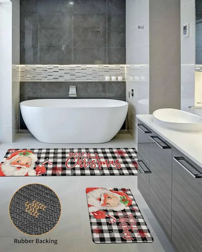 Miniatura 5 de Tapete de baño de Navidad con Papá Noel, antideslizante, de secado rápido y absorbente, de tierra de diatomeas, para fregadero de cocina, lavable
