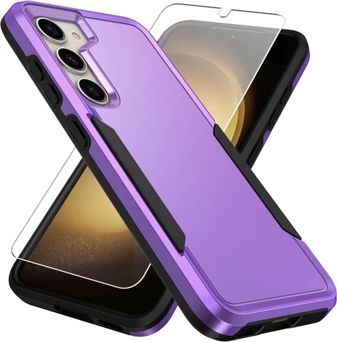 Miniatura 8 de Funda para Samsung Galaxy S23 con protector de pantalla HD, doble capa de grado militar probada contra caídas, resistente, a prueba de golpes, Negro