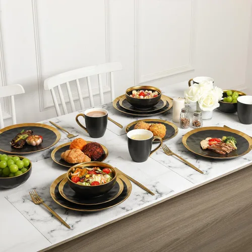 Miniatura 5 de vicrays Juego de tazas de café, 11 onzas, juego de 6, tazas de cerámica para hombres y mujeres, tazas esmaltadas únicas con asa para café, té, Negro