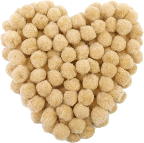 MORFEN 150 pompones para manualidades, color beige brillante de 1 pulgada, bolas de pompón mullido, pequeños pompones para manualidades, proyectos