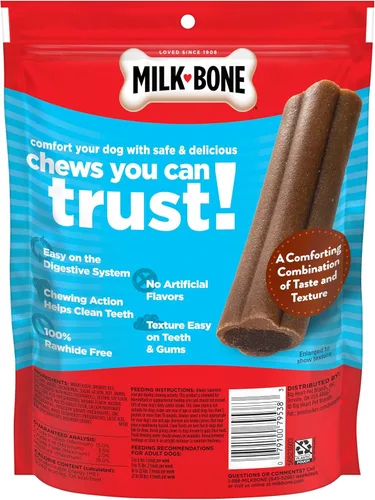 Miniatura 4 de Milk-Bone Mini Comfort Chews, golosinas para perros sin piel cruda con textura masticable única y carne de res real, 6 mini golosinas (paquete de 5)