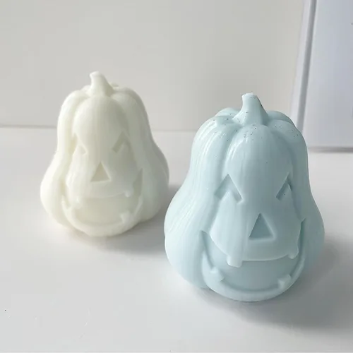 Miniatura 2 de 2 moldes de silicona para velas de Halloween, bricolaje 3D de calabaza malvada, molde de cera para hacer velas de yeso, adorno de resina, jabón, 2