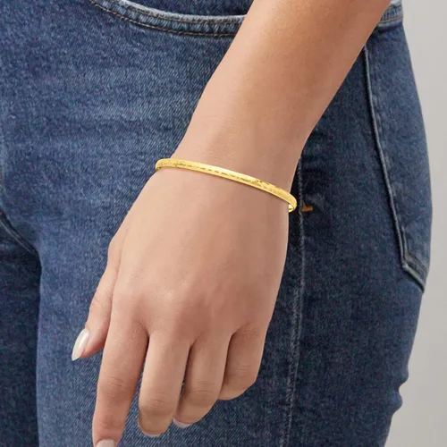 Miniatura 2 de Pulsera cepillada de oro amarillo italiano de 10 quilates Canaria