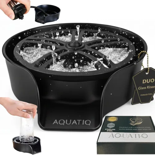 Miniatura 9 de AquaDuo - Combo de enjuague de vidrio y rociador de fregadero de cocina, lavadora de vasos de acero inoxidable, limpiador de tazas, lavadora