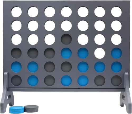 Miniatura 17 de Juego gigante 4 en una fila para familia y adultos – Tailgating Pros Jumbo de madera gris cuatro en una fila juego de patio para interiores