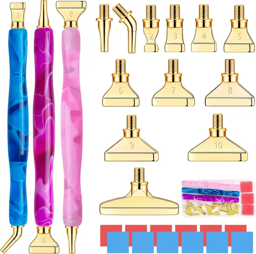 Miniatura 11 de Sttargxing Kit de 27 bolígrafos de pintura de diamante, 12 puntas de acero inoxidable con 12 arcilla, accesorios de pintura de diamante 5D, repuesto