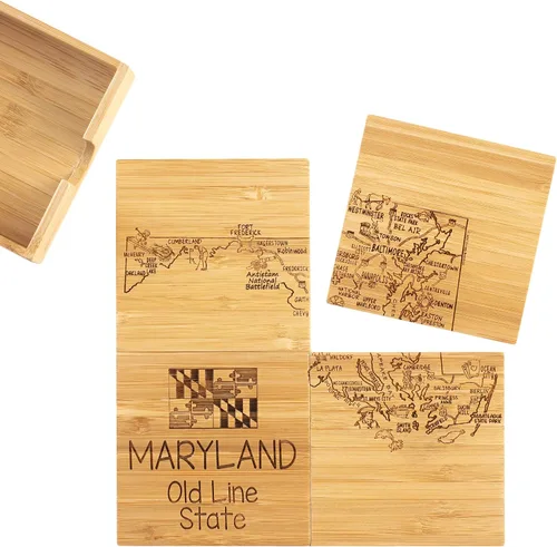 Miniatura 11 de Totally Bamboo California State Puzzle - Juego de posavasos de bambú de 4 piezas con estuche