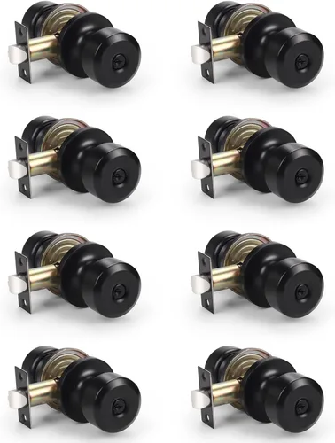 Miniatura 49 de KNOBWELL Paquete de 4 pomos de puerta cuadrados modernos para paso, pomos de puerta interiores, manija de puerta de pasillo y armario, color negro