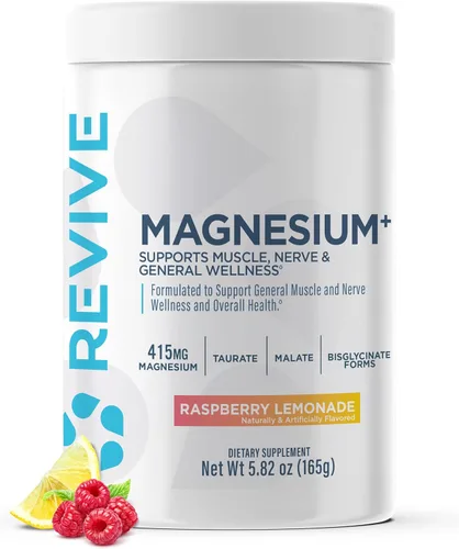 Revive MD - Suplemento en polvo de magnesio – Carbonato de magnesio y polvo de taurato que apoya huesos, músculos y nervios saludables, apto para