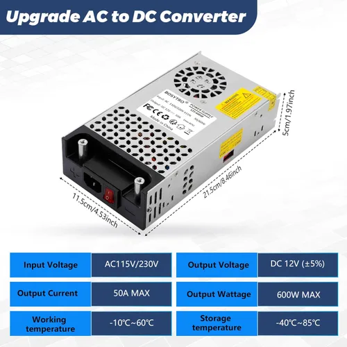 Miniatura 2 de Convertidor de CA a CC, fuente de alimentación de 12 V CC, 600 W máx. 50 A, SMPS, convertidor de 110 V a 12 V, transformador de fuente
