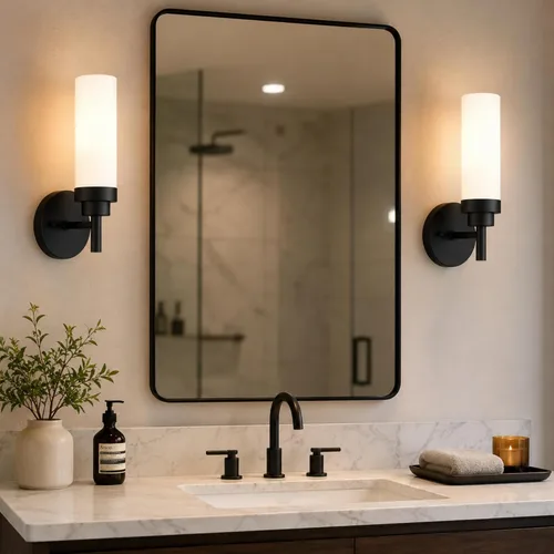 Miniatura 8 de Emak Apliques de Pared Juego de 2, Aplique de Pared Moderno de Baño Dorado Cepillado con Pantalla de Vidrio Esmerilado para Baño, Dormitorio, Sala