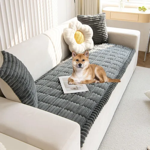 Miniatura 8 de Funda protectora de piel sintética para perro, funda de sofá de felpa suave y mullida para perros, lavable, antideslizante, manta para mascotas
