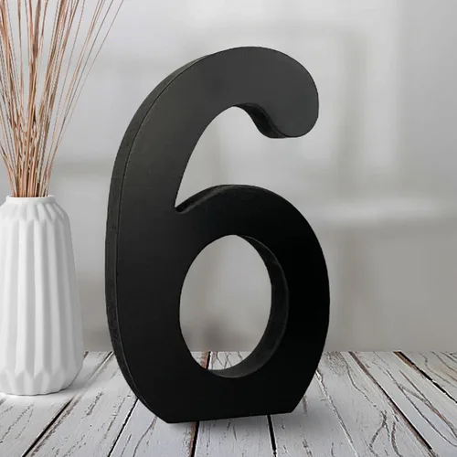 Miniatura 10 de AOCEAN Números de madera negra de 6 pulgadas, número de madera sin terminar para Halloween, números decorativos de pie, rebanadas, decoración