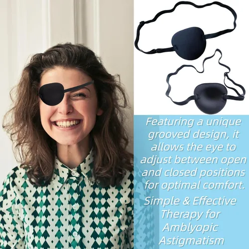 Miniatura 5 de parche para ojos monocular negro, lavable, para ambliopía, parche médico para ojos, disfraz de pirata para adultos y niños