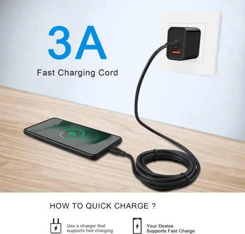 Miniatura 2 de Cable USB C a USB C, 60 W, 2 unidades tipo C a tipo C, cable de carga rápida de 6 pies C para Samsung Galaxy S25 S24 S23 Ultra S22 A53 A03S A04S A16