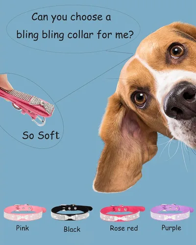 Miniatura 2 de Collar de perro brillante para perros pequeños, medianos y grandes, collares de perro con corona de diamantes de imitación para perros hembras