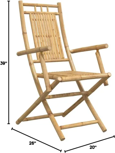 Miniatura 2 de Sillas plegables para patio, 6 piezas, 20.9 x 26 x 39 pulgadas, bambú para comedor, sillas de mesa de comedor para patio, terraza, playa, picnic