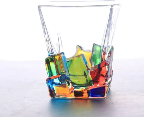 Copas de Bebida Coloridas, Vasos de Agua Pintados a Mano, Vasos de Agua Multicolor, Copas de Vino y Whisky, Vasos de Tumblar (para cubitos de hielo)