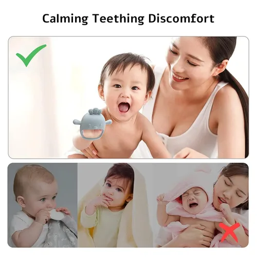 Miniatura 5 de Paquete de 2 juguetes mordedores para bebés, guantes de silicona sin BPA para necesidades de succión, juguetes de dentición para bebés de 0 a 3 a 6