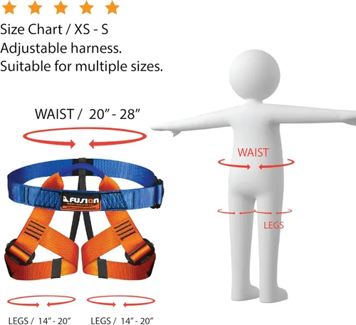 Miniatura 4 de Fusion Climb Centaur - Arnés de escalada para niños, arnés ajustable para niños para montañismo profesional, escalada en roca, arnés de seguridad