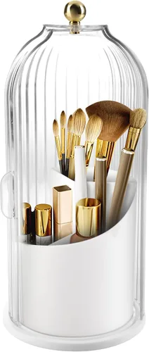 Miniatura 8 de Organizador Soporte de Brochas de Maquillaje, Soporte de Brochas de Maquillaje Giratorio 360°, Material Resistente al Polvo e Impermeable y con 3