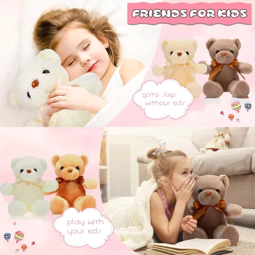 Miniatura 4 de Skylety 10 osos de peluche a granel de 12 pulgadas, osos de peluche suaves de regalo con lazo de cinta para cumpleaños, baby shower, boda