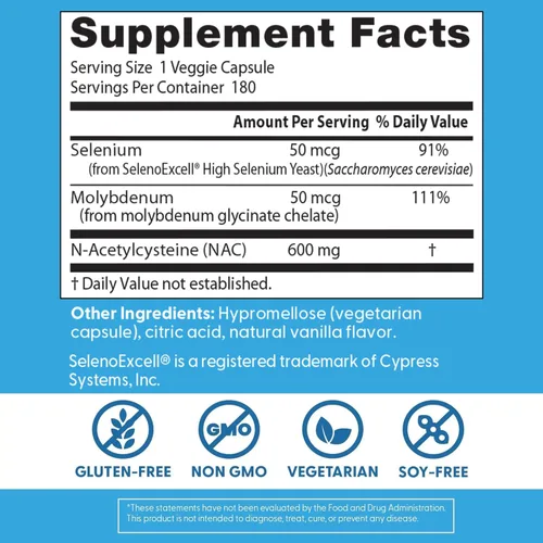 Miniatura 3 de Doctor's Best Nac Reguladores de desintoxicación con seleno excelente, sin OMG, vegetariano, sin gluten y soja, 180 cápsulas vegetales, 180