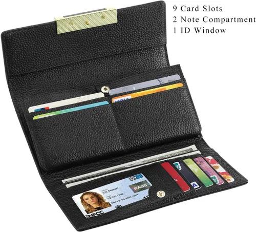 Miniatura 2 de HAWEE Trifold Wallet para mujer Cuero Genuino Elegante Femenino Tarjeta de Crédito Tarde Bolso de Embrague HW-CS-AX512-1
