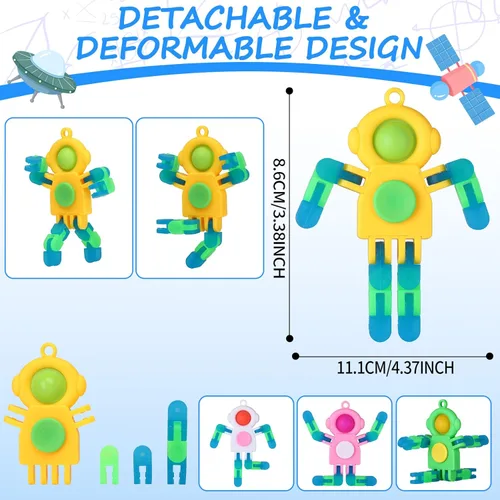 Miniatura 2 de 24 piezas Pop Fidget Spinners a granel – Astronauta deformable Fidget Spinner Llavero Robot Gyro Fidget Spinner para niños adultos Juguetes 24