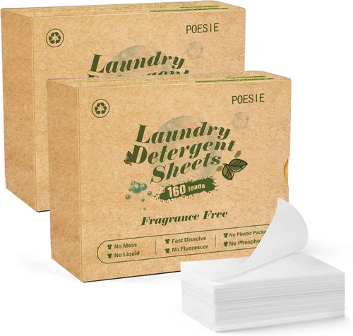 Miniatura 35 de Poesie Hojas de Detergente para Ropa Hojas de Jabón para Ropa para Viajes Camping Hojas para Lavar Ropa Sin Fragancia 1 Mini Caja 40