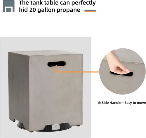 Miniatura 6 de HOMPUS Mesa cuadrada de propano para exteriores, mesa de fuego de 35 x 12 pulgadas, 50000 BTU con cubierta impermeable y piedra de fuego para patio