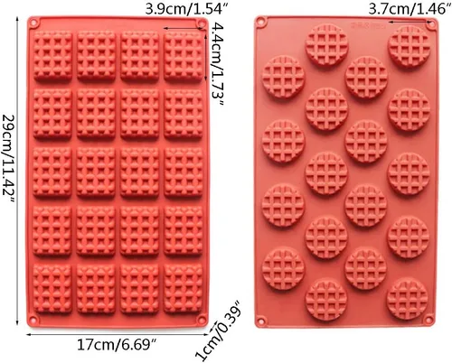 Miniatura 7 de Juego de 2 piezas/juego de moldes de silicona para gofres de 18/20 cavidades, molde para hornear galletas, molde para hornear, herramienta