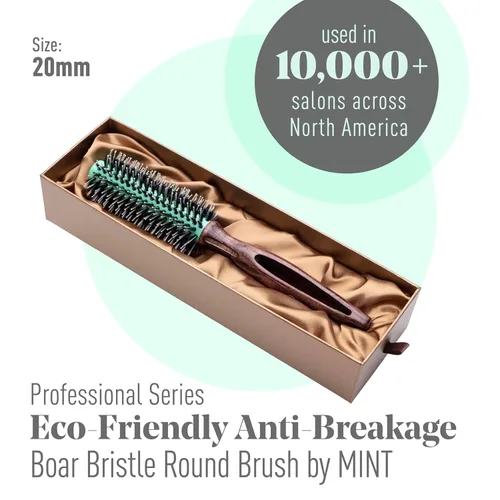 Miniatura 2 de MINT Cepillo redondo ecológico de cerdas de jabalí para secado con soplado Estilo duradero para todo tipo de cabello Cepillo redondo de cerámica